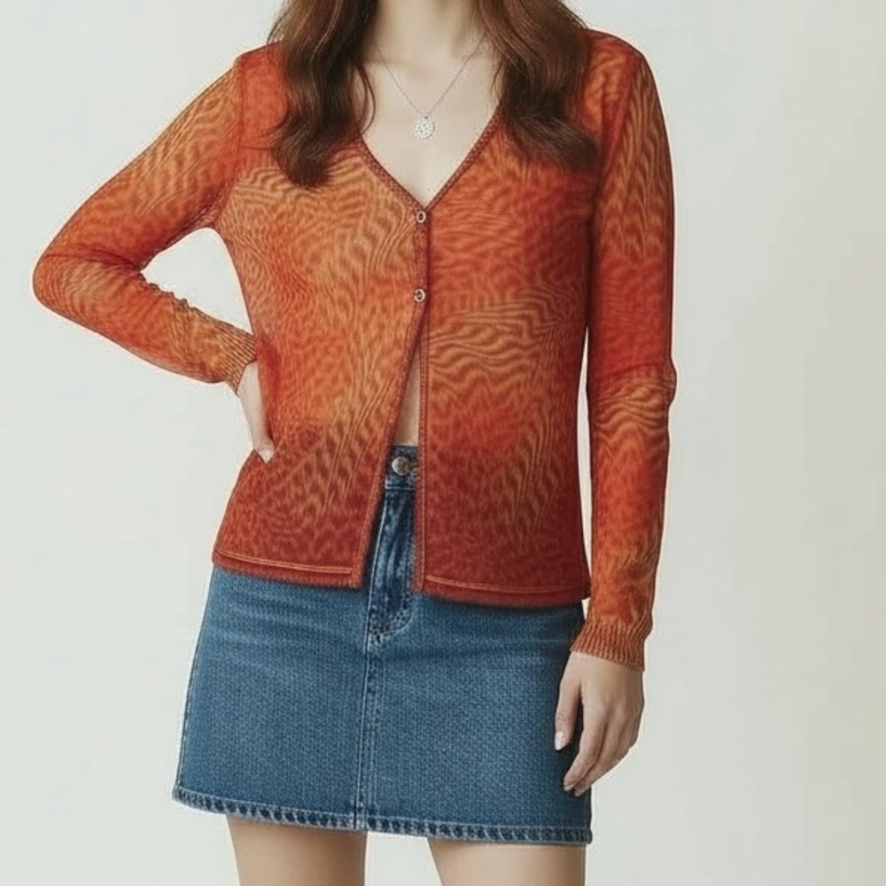 Women's Orange V-Neck Sweater